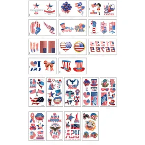 20 Pcs Independence Day American Flag Temporary Tattoo Stickers