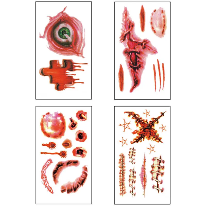 30 Pcs Halloween Horror Wound Temporary Tattoo Stickers