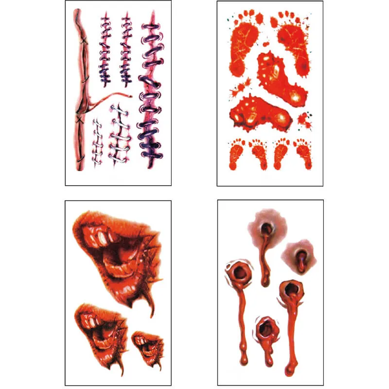 30 Pcs Halloween Horror Wound Temporary Tattoo Stickers