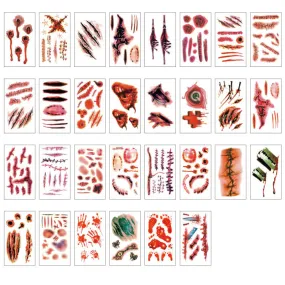 30 Pcs Halloween Horror Wound Temporary Tattoo Stickers