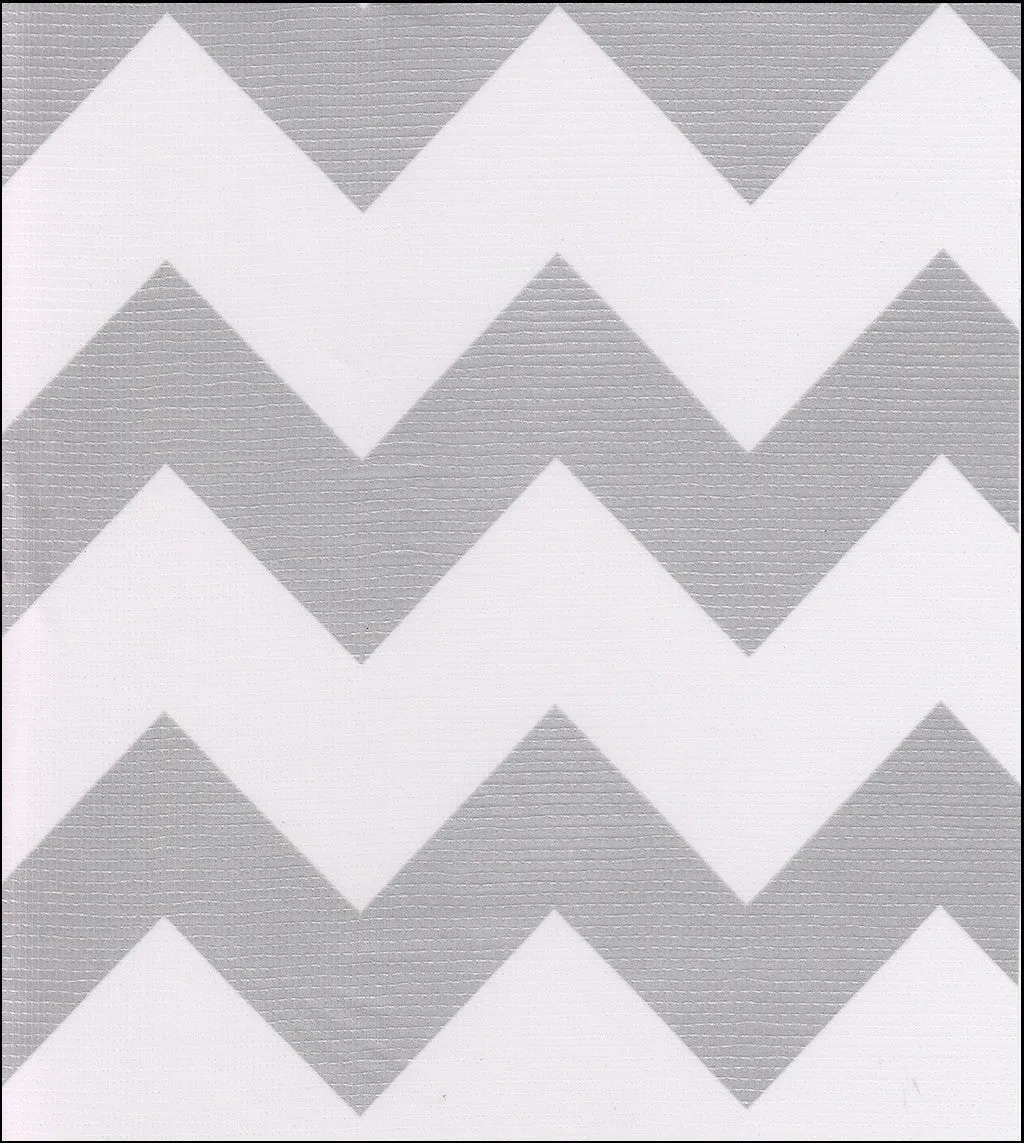 60" Round Oilcloth Tablecloth in Chevron Silver