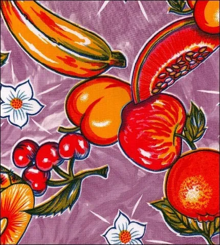 68"  Round Oilcloth Tablecloth in Sugarcane Purple