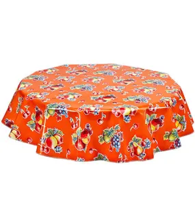 68" Round Oilcloth Tablecloths in Retro Orange