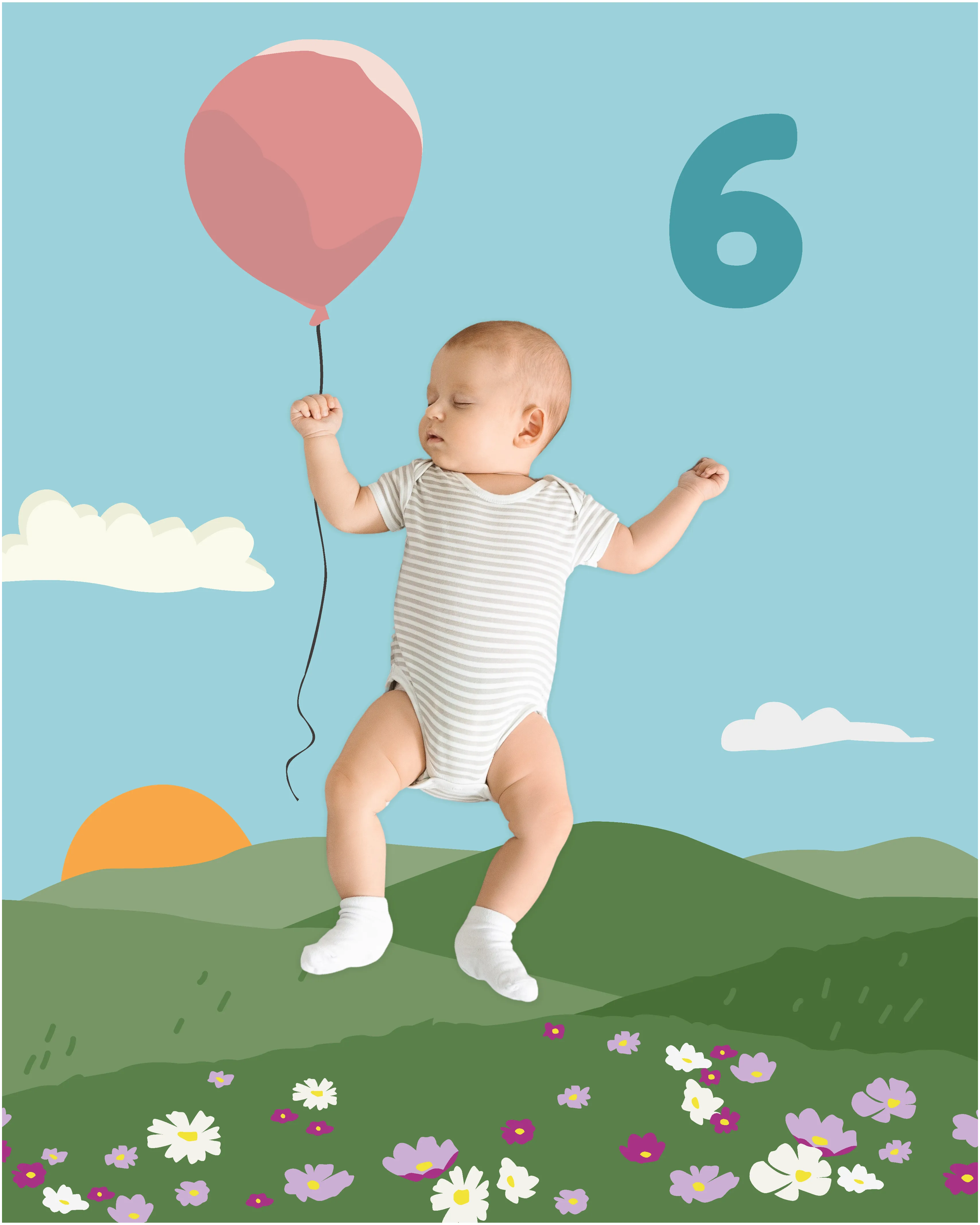 Balloon Baby Photo Backdrop Background Flying Whimsical DIY Monthly Pictures Milestone Backdrop