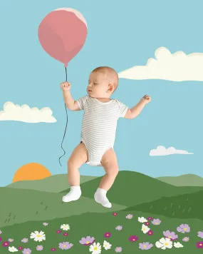 Balloon Baby Photo Backdrop Background Flying Whimsical DIY Monthly Pictures Milestone Backdrop