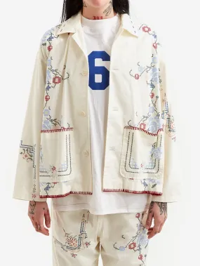 Beams Boy Cross Stitch Print Jacket - Ivory