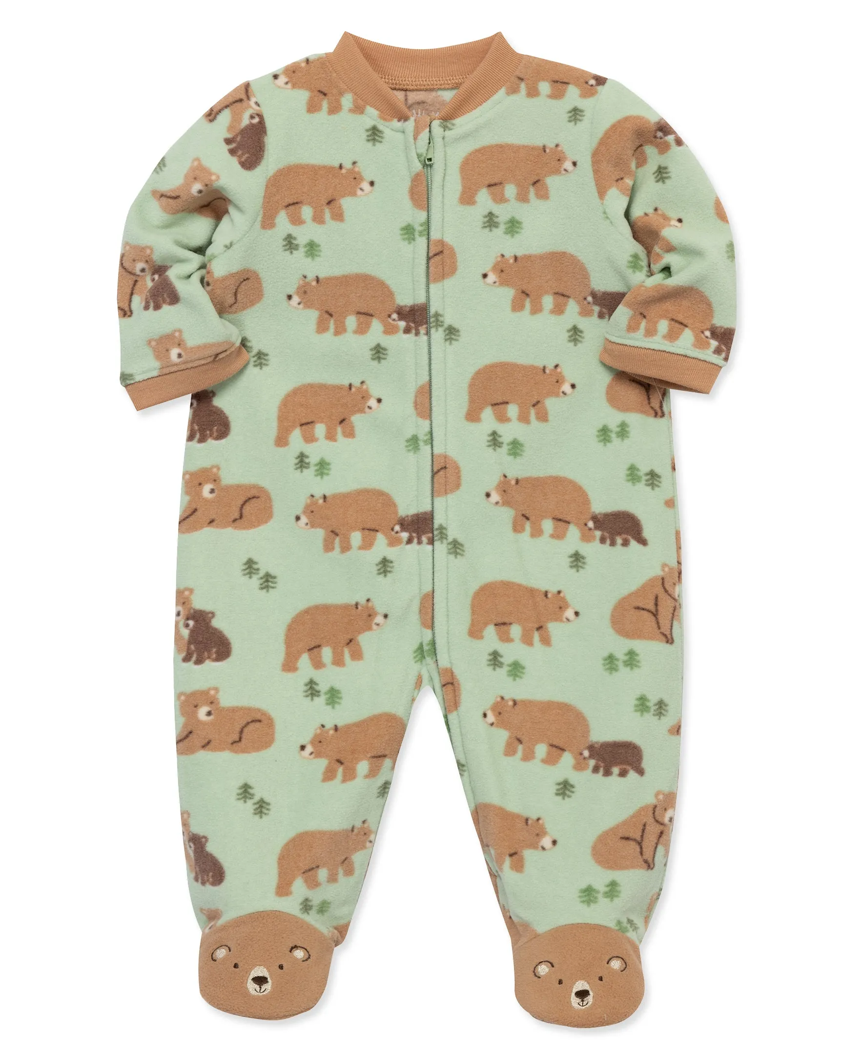 Bear Fleece 2-Way-Zip Sleeper Footie (3M-9M)