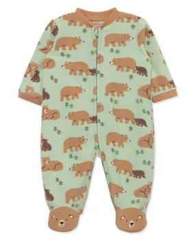 Bear Fleece 2-Way-Zip Sleeper Footie (3M-9M)