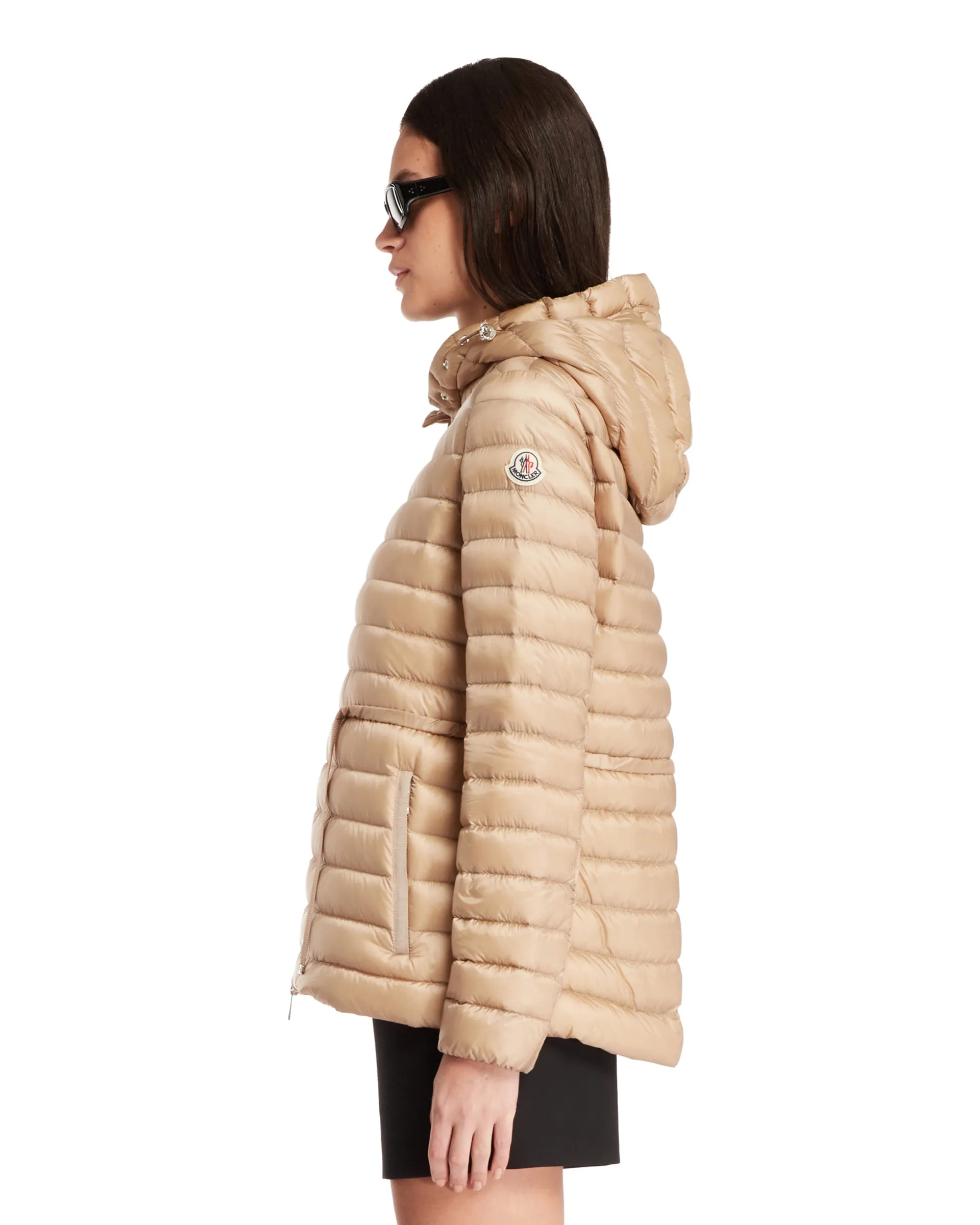 Beige Raie Short Down Jacket