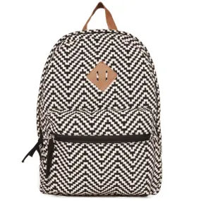 Black And White Jacquard Girls Backpack Medium Size