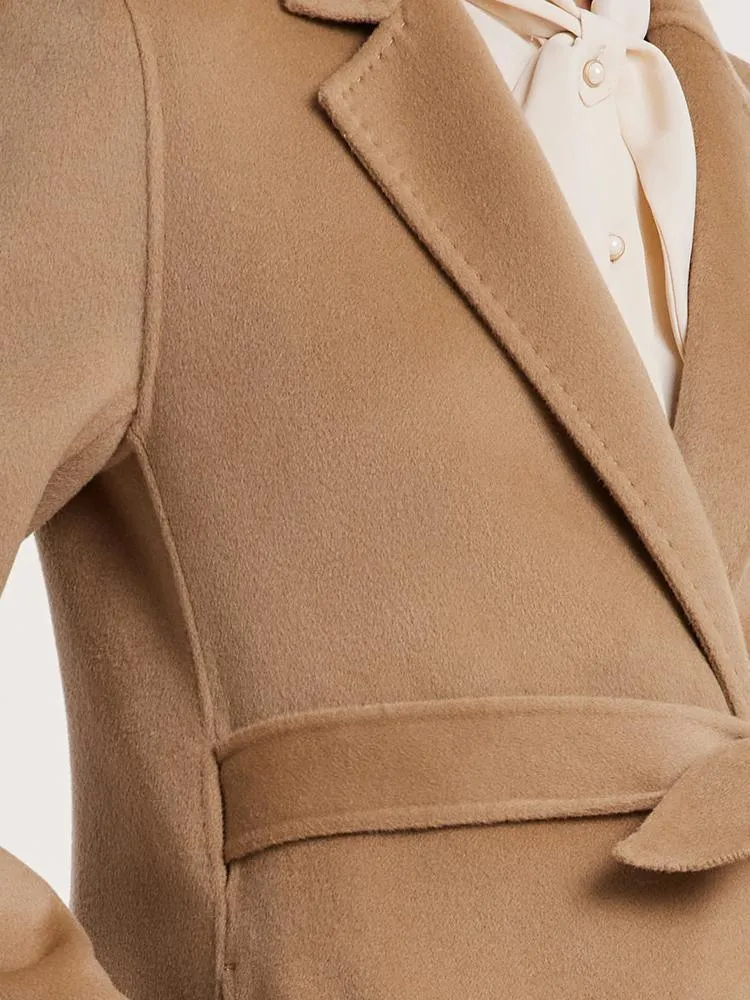 Camel Wool Double-Faced Notched Lapel Coat