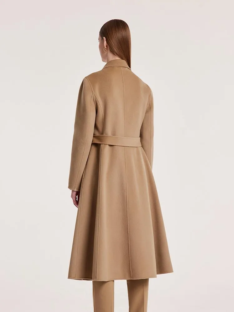 Camel Wool Double-Faced Notched Lapel Coat