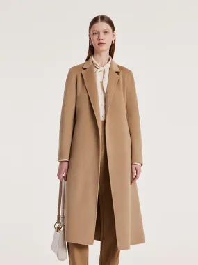 Camel Wool Double-Faced Notched Lapel Coat