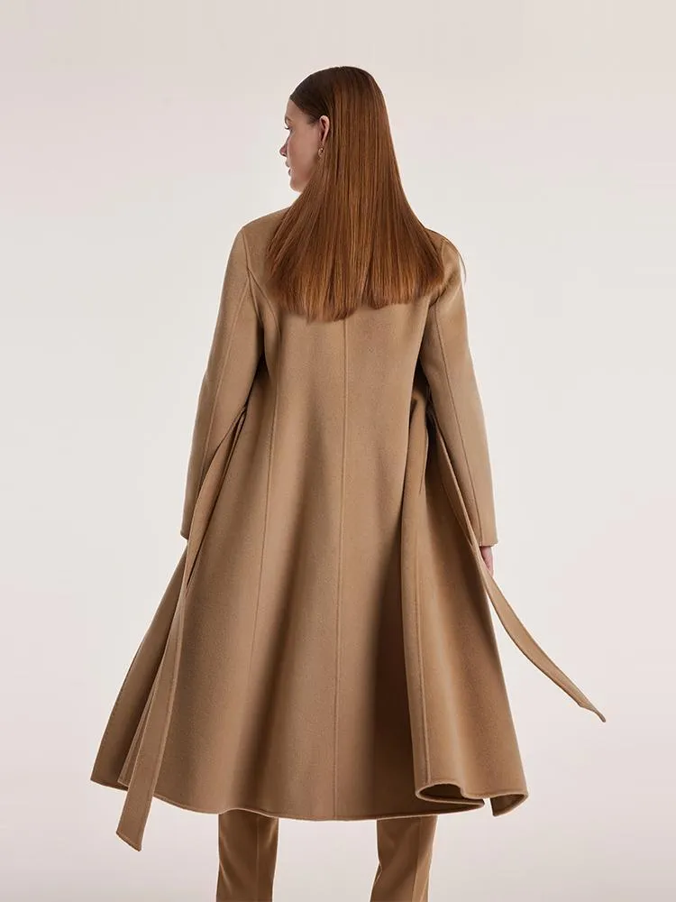 Camel Wool Double-Faced Notched Lapel Coat