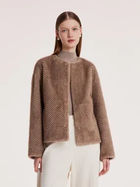 Eco-friendly Fur Short Round Neck Coat