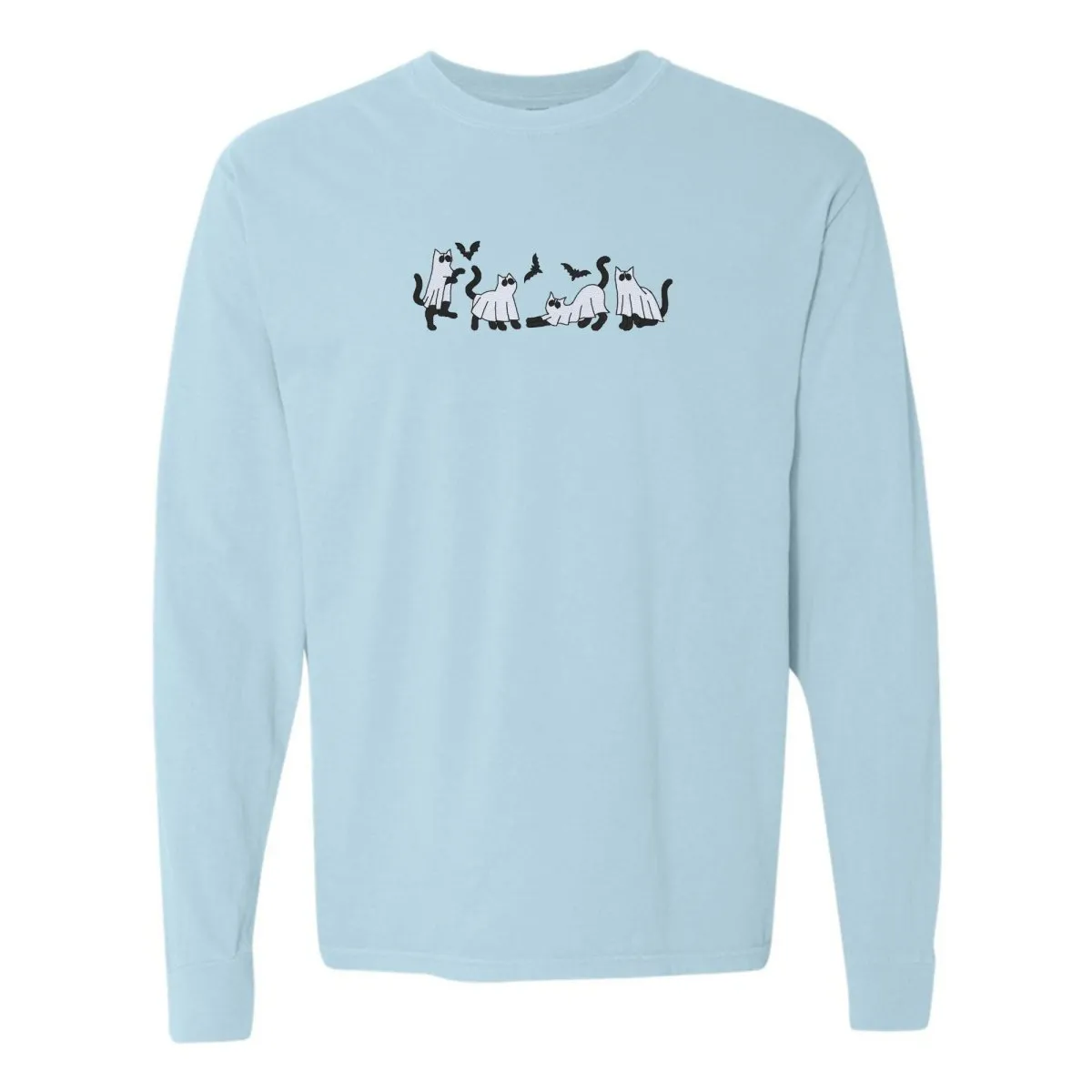 'Ghost Cats' Embroidered Long Sleeve T-Shirt