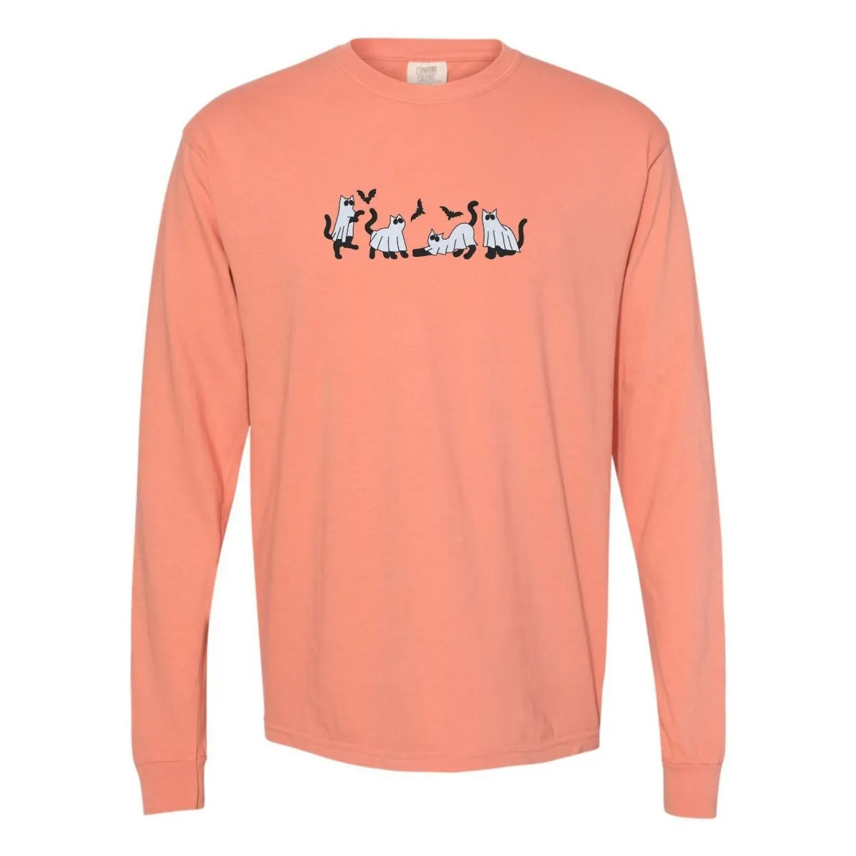 'Ghost Cats' Embroidered Long Sleeve T-Shirt