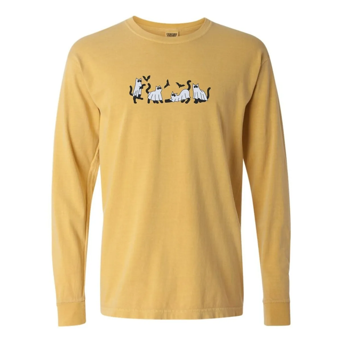 'Ghost Cats' Embroidered Long Sleeve T-Shirt