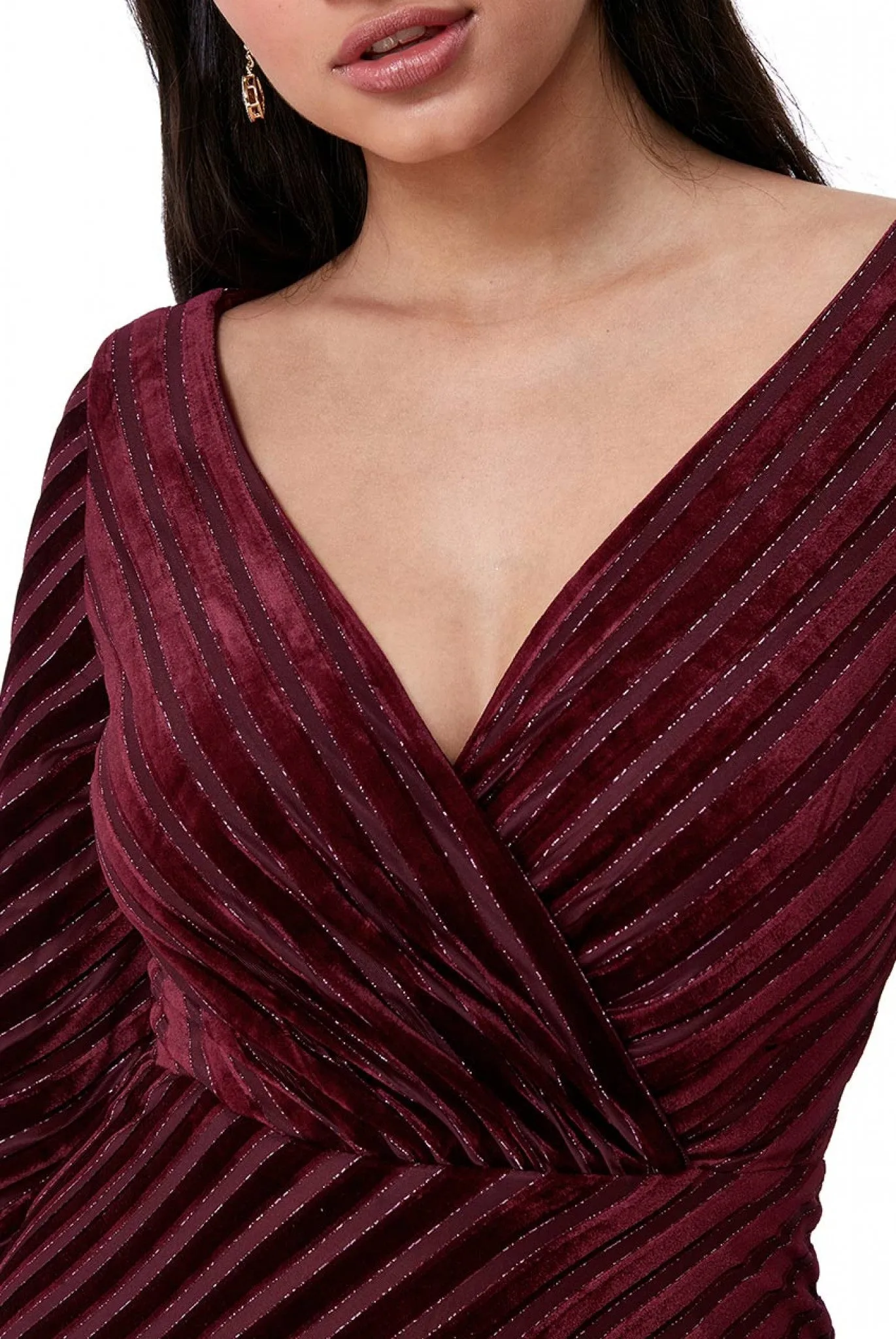 Goddiva Velvet Stripe Maxi Dress