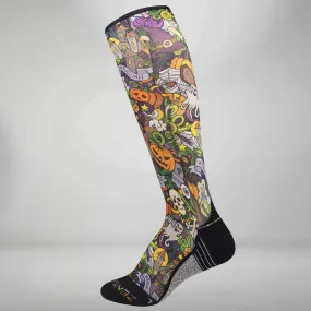 Halloween Collage Compression Socks (Knee-High)