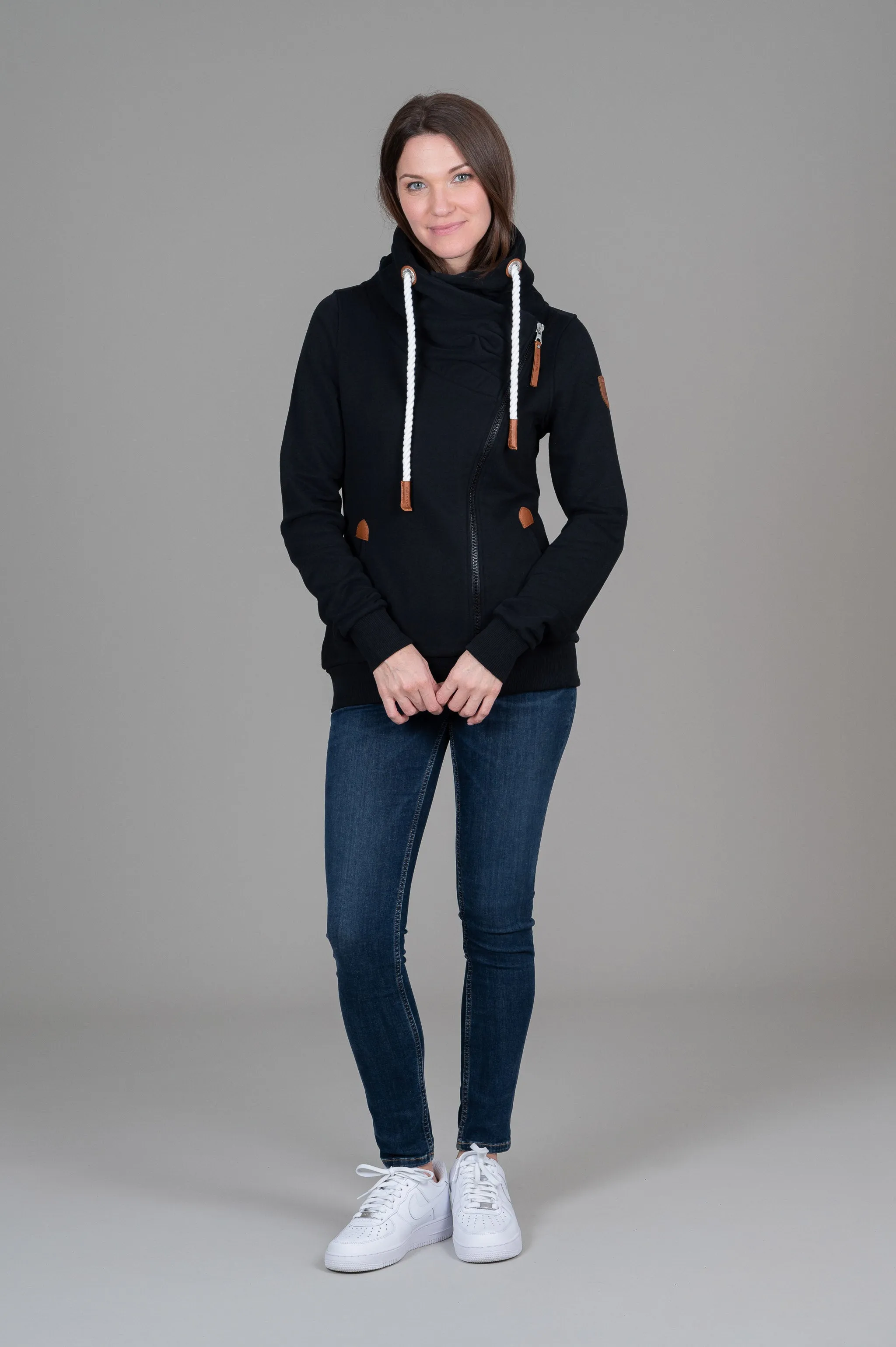 Hestia Black Zip Cowl Neck