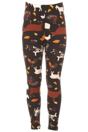 Kid's Colorful Animal Cow Lamb Pattern Printed Leggings