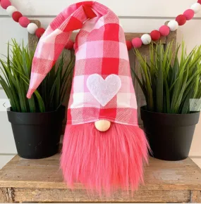 #L943  9" Medium Pink Valentine Gnome (Boy)