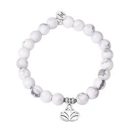 Lotus | Stone Beaded Charm Bracelet | Howlite