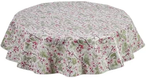 Round Oilcloth Tablecloth in Cherry Blossom Green