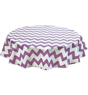 Round Oilcloth Tablecloth in Chevron Purple