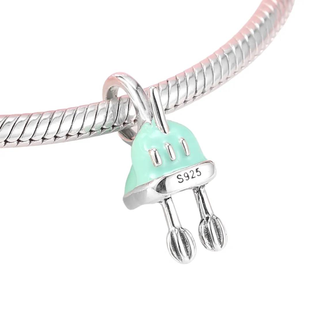 Seafoam Retro Hand Mixer Charm in 925 Sterling Silver