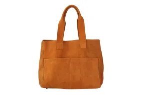 Suede Leather Tote-Tan Shoulder Bag